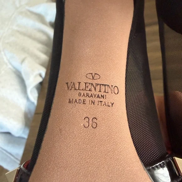 Valentino Garavani Black and Red Studded Heels - Picture 6 of 6